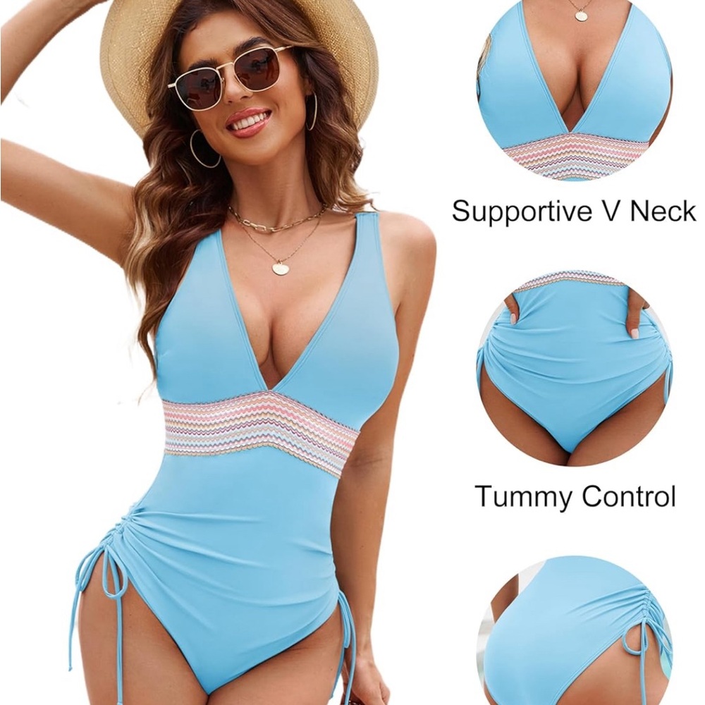tummy control ruched drawstring, waistband slimming effect waistline pushup bra